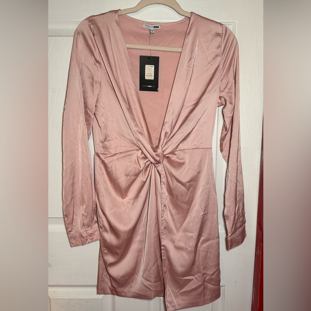 FASHION NOVA rose satin sugar free dress